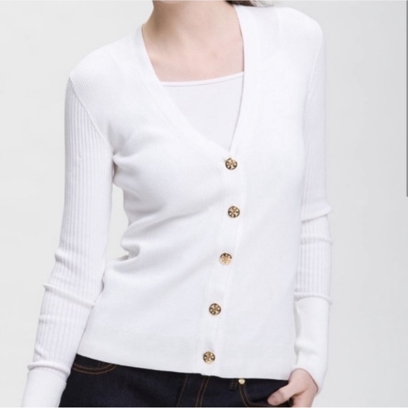 Tory Burch Simone Ribbed Cardigan size small - Picture 3 of 3